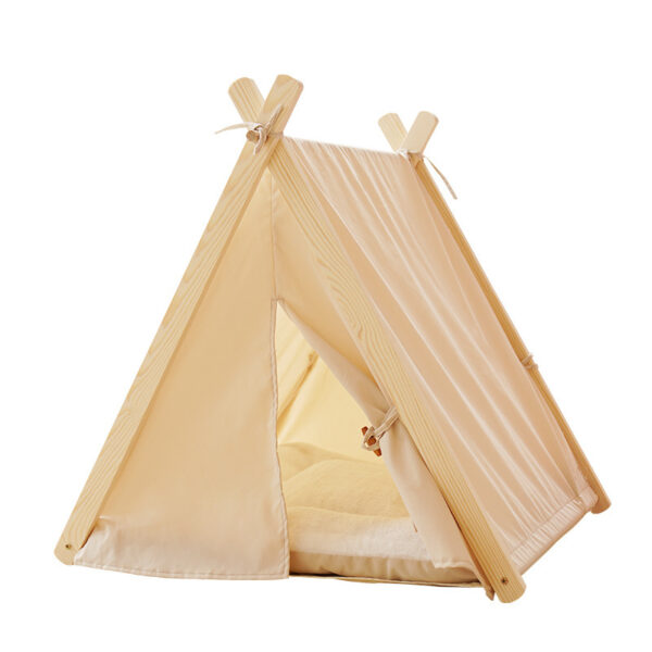 Pet Tent Cat Litter Removable And Washable Striped Canvas Solid Wood - Image 3
