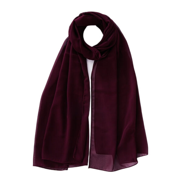 Women's Pure Color Pearl Chiffon Bubble Scarf Gauze Scarf - Image 10