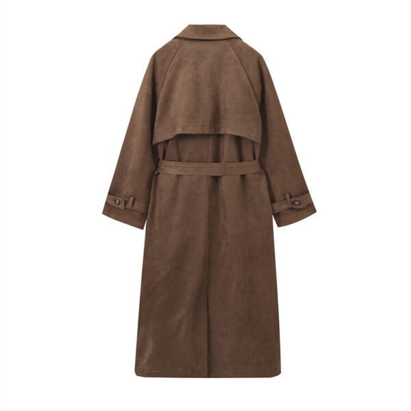 Women's Double Button Lapel Long Jacket Trench Coat - Image 6