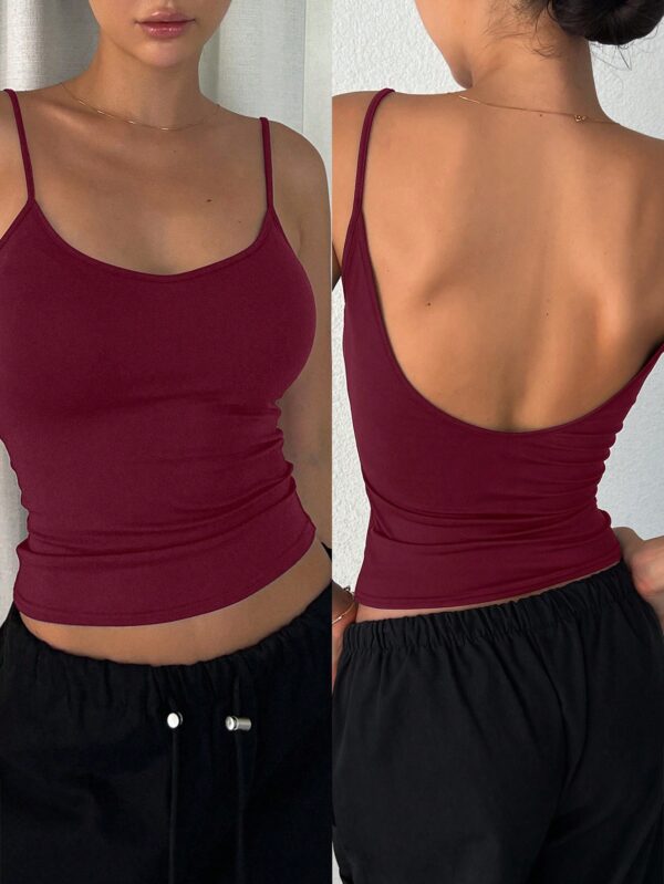 Women's Solid Color Casual Slim-Fit Backless Camisole Top - Image 4