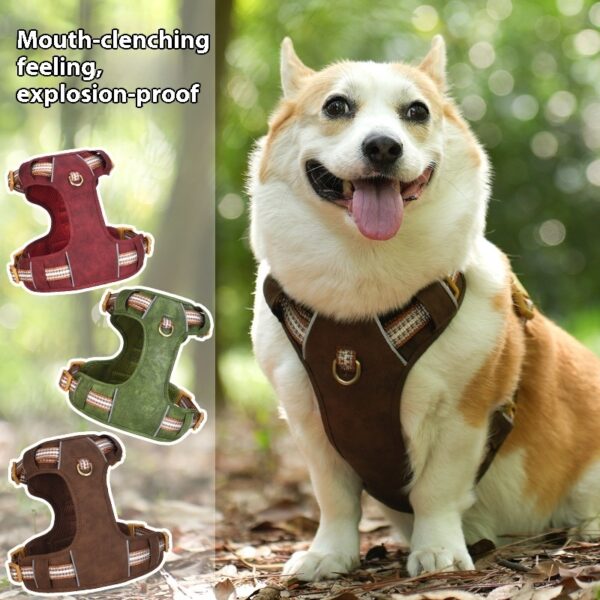 Explosion-proof Reflective Retro Leather Pet Harness - Image 7