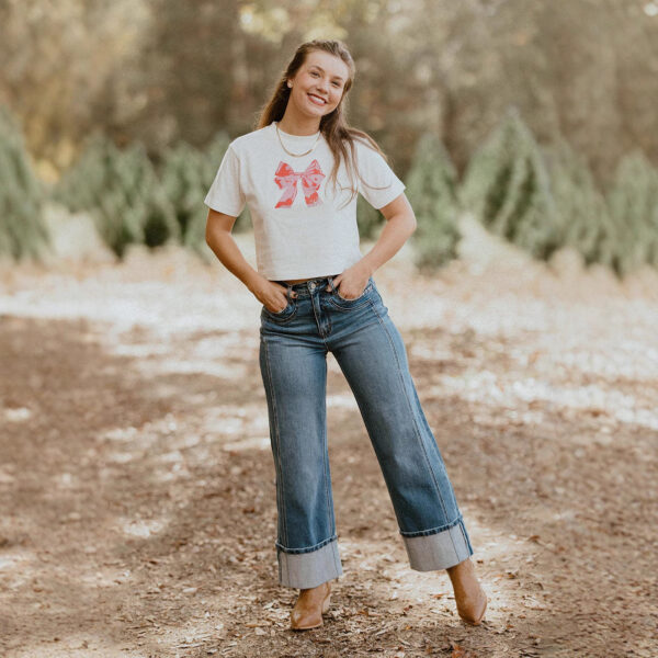 Short Sleeve Top Round Neck Printed White For Girls - Image 2