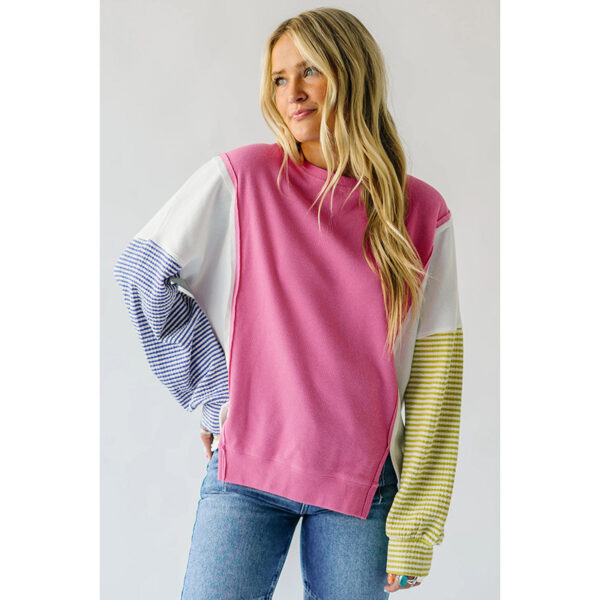 Autumn New Round-neck Pullover Women's Color Matching Long Sleeve - Image 5