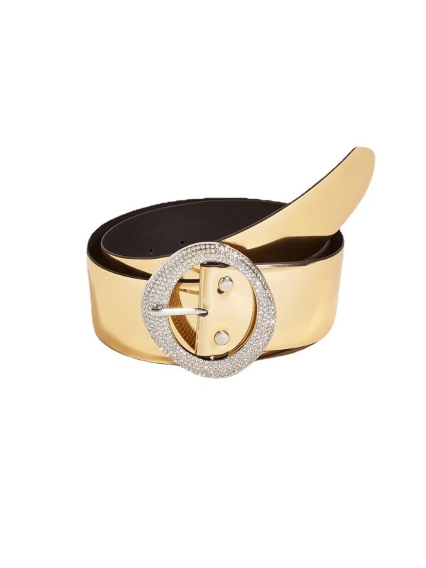 Gold Women's Elastic Waistband Decorative Waist Seal - Image 5