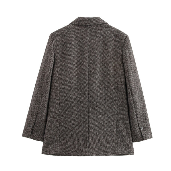 Autumn And Winter New Suit Coat Commute Minimalist Versatile Herringbone Pattern Wool-containing Suit Jacket - Image 5