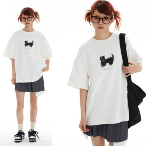 Summer Simple Pattern Design Loose High-grade Neutral Short-sleeved T-shirt