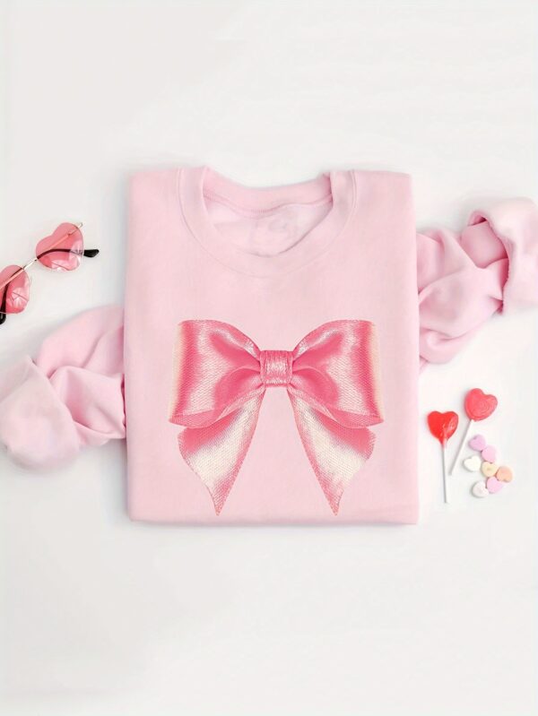 Bow Pattern Printing Pullover Sweater - Image 4