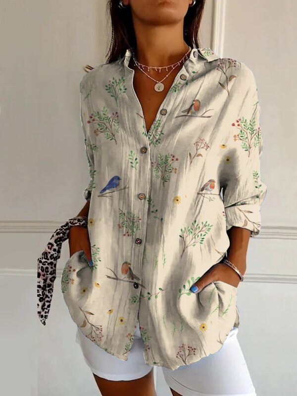 Long Style Long Sleeve Pattern Printed Shirt For Women - Image 8