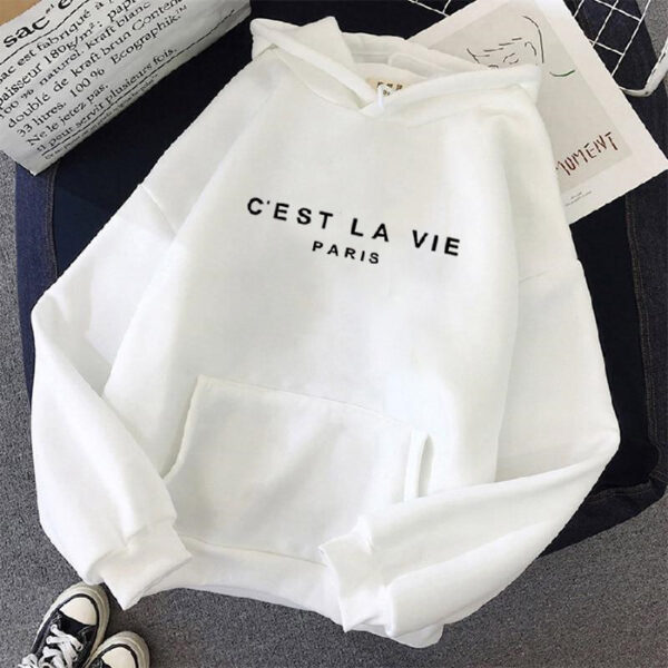 Women's Letter Printed Hoodie Coat - Image 3