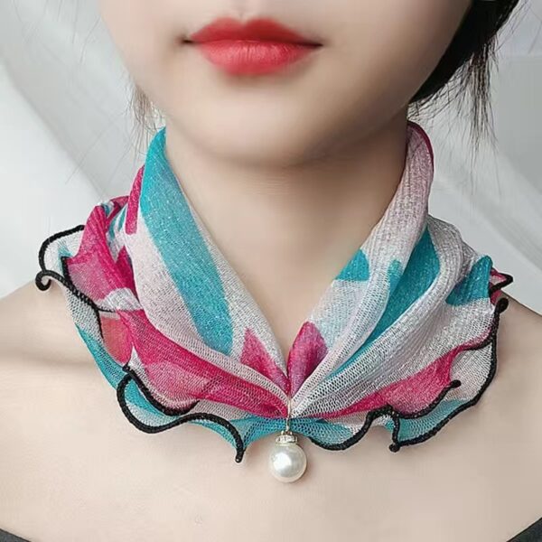 Printed Cute Decorative Scarf Lace Thin Pendant Small Silk Scarf - Image 2