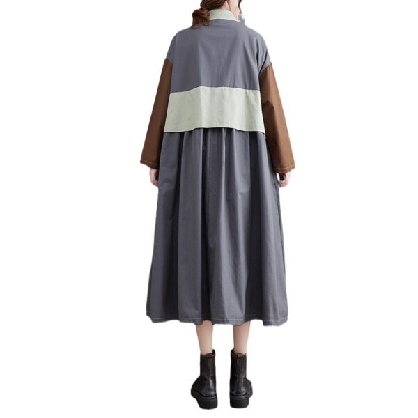 Plus Size Women's Contrast Color Loose-fitting Slimming Coat - Image 5