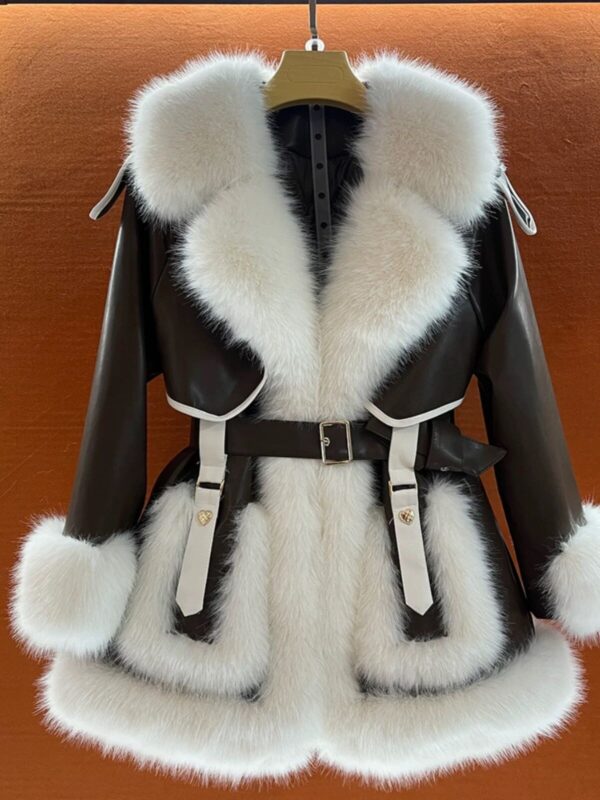 Elegant Big Fur Collar Fur Fur Coat For Women - Image 6