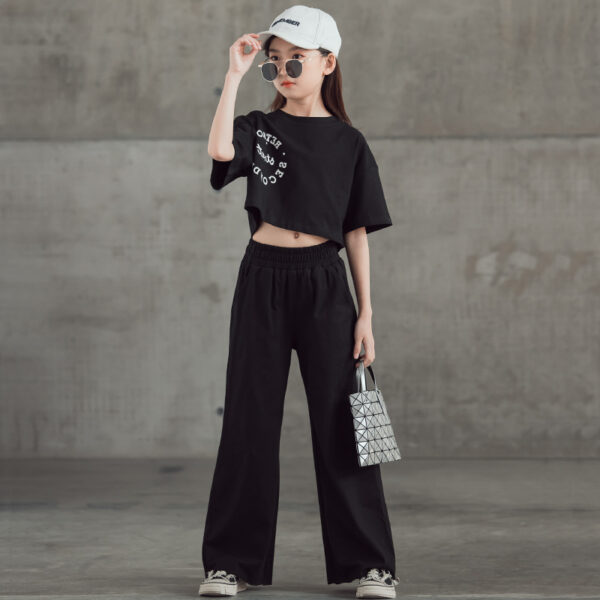 Straight-leg Short Sleeve Printed T-shirt Wide Leg Pants Suit - Image 5