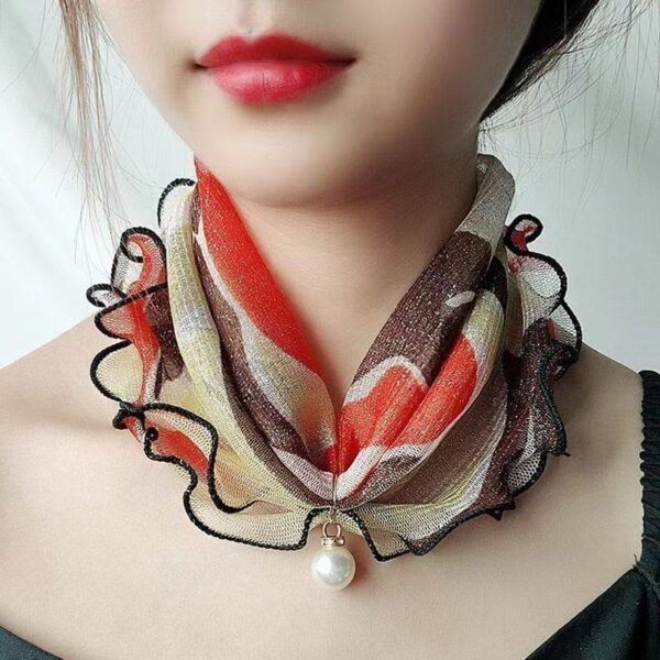 Printed Cute Decorative Scarf Lace Thin Pendant Small Silk Scarf - Image 5