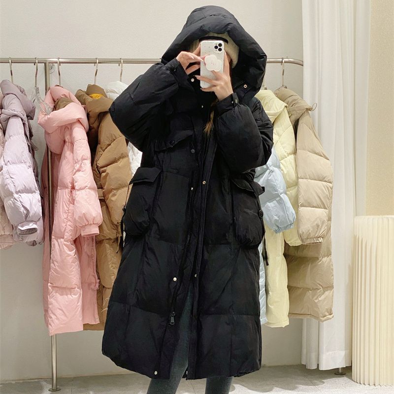 Korean Style Winter Clothes Hooded Women's Over-the-knee Quilt Down Jacket - Image 6