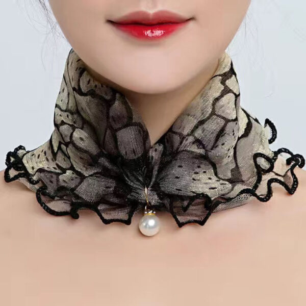 Printed Cute Decorative Scarf Lace Thin Pendant Small Silk Scarf - Image 9