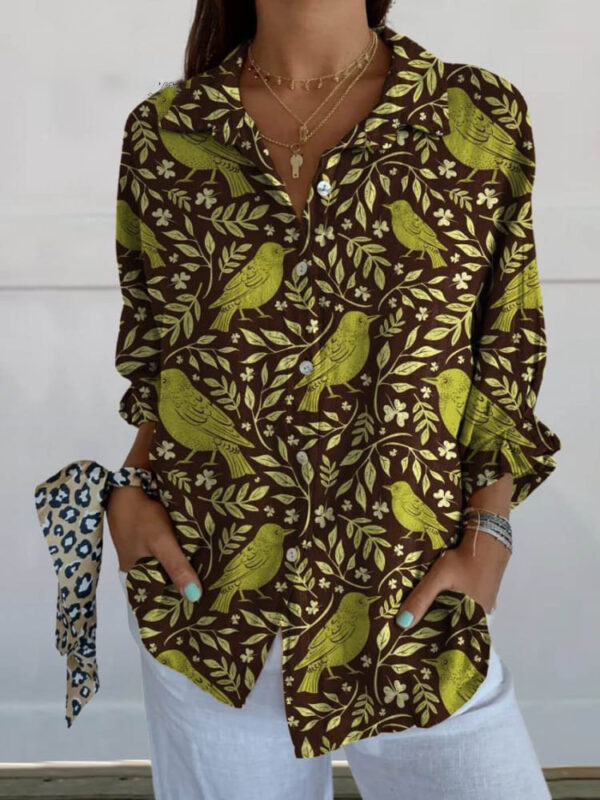 Long Style Long Sleeve Pattern Printed Shirt For Women - Image 7