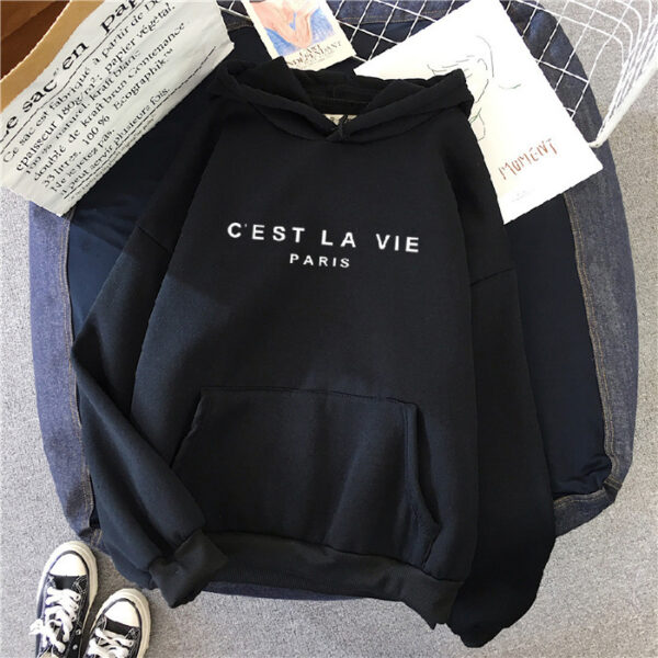 Women's Letter Printed Hoodie Coat - Image 8