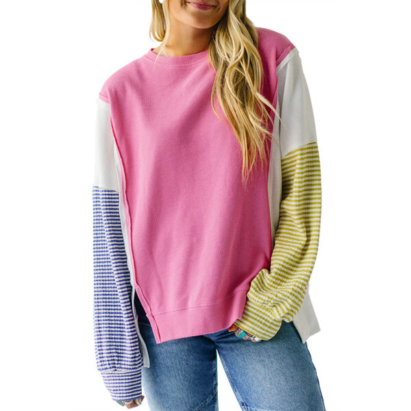 Autumn New Round-neck Pullover Women's Color Matching Long Sleeve - Image 2