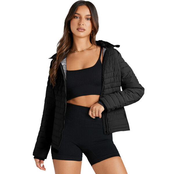 Quilted Zipped Cotton-padded Jacket Women's Warm Stand Collar - Image 2