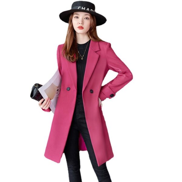 Korean Style Professional Mid-length Suit Collar Trench Coat - Image 7