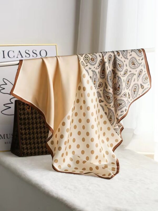 Intellectual Elegant Light Luxury Gift Silk Small Square Towel Silk Scarf - Image 3