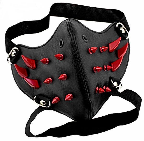 Skull Riding Leather Black Half Face Mask - Image 7