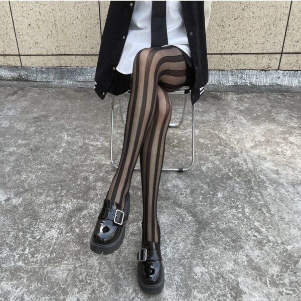 Women's Fashion Stitching Black Thin Pantyhose - Image 3