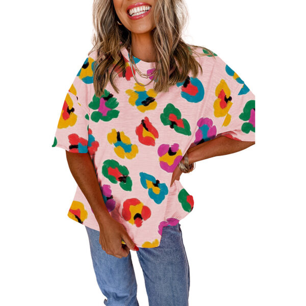 Fashion Colorblock Half Sleeve Pullover Top - Image 3