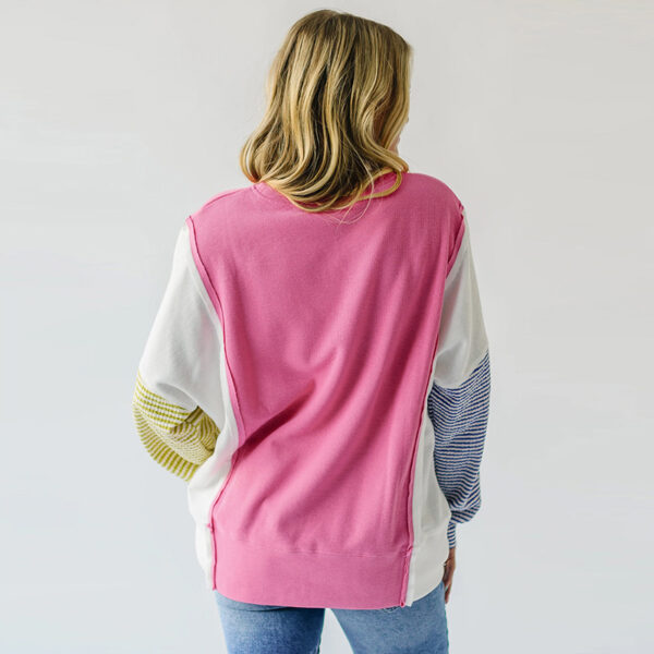 Autumn New Round-neck Pullover Women's Color Matching Long Sleeve - Image 4