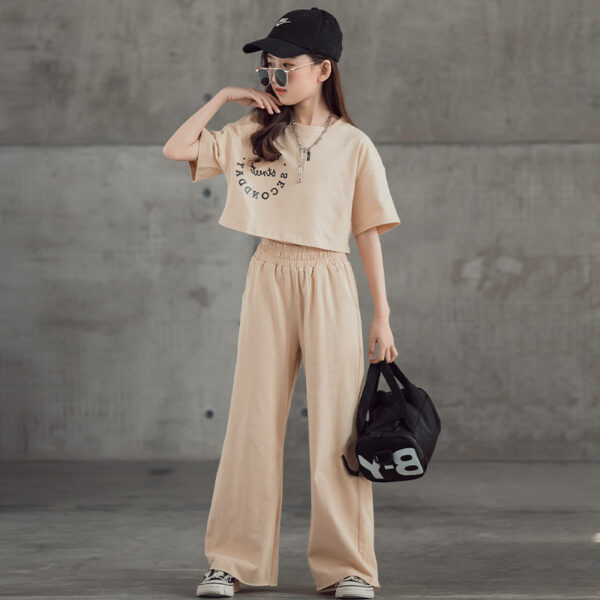 Straight-leg Short Sleeve Printed T-shirt Wide Leg Pants Suit - Image 2