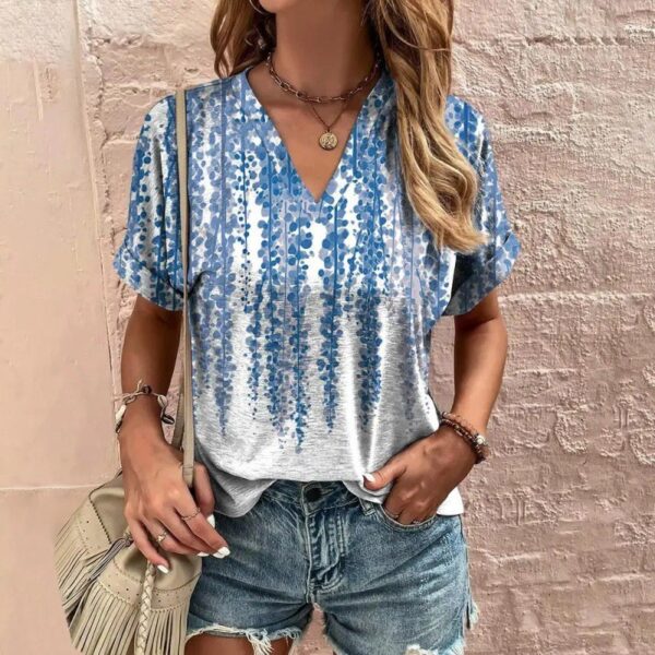Casual Short Sleeve Pattern Print Loose Fashion Comfortable T-shirt - Image 2