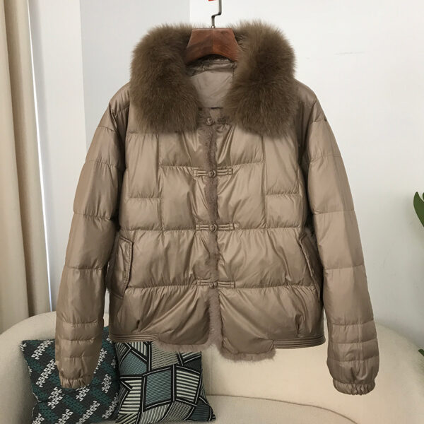 Down Jacket Short Loose Fashion Retro Patchwork Coat - Image 6