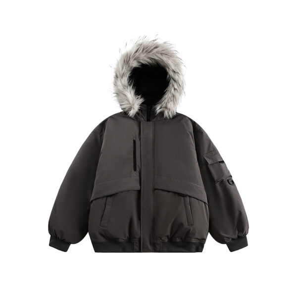 Retro Fur Collar Hood Parka Down Jacket Women's Winter Thickened - Image 6