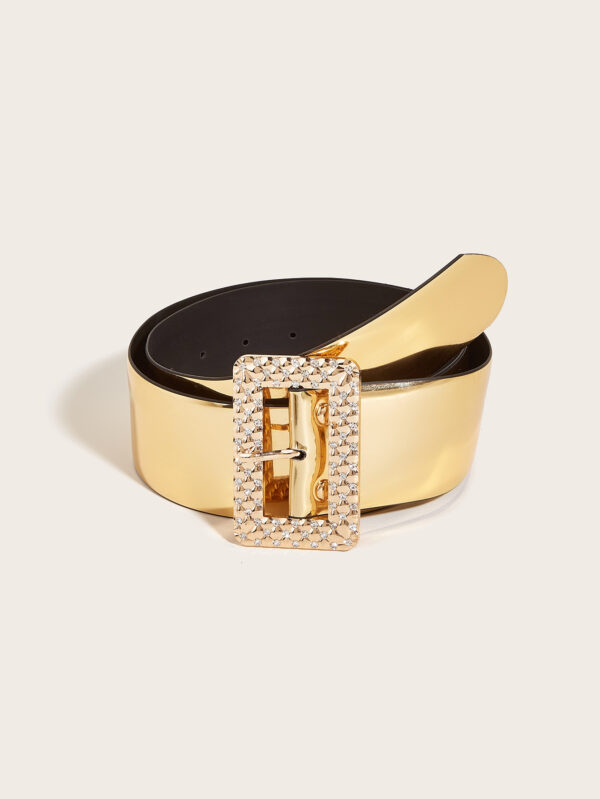 Gold Women's Elastic Waistband Decorative Waist Seal - Image 6