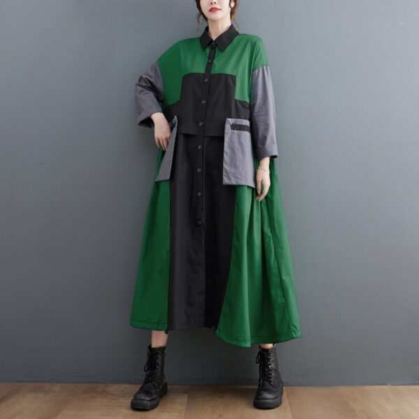 Plus Size Women's Contrast Color Loose-fitting Slimming Coat - Image 6