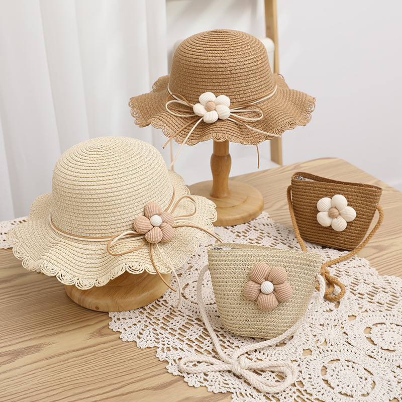 Women's Cute Flowers Sun-proof Sun Hat Straw Hat Bag - Image 9