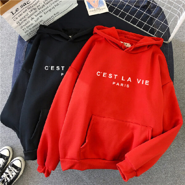 Women's Letter Printed Hoodie Coat - Image 6