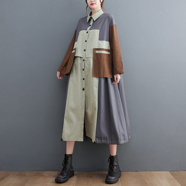 Plus Size Women's Contrast Color Loose-fitting Slimming Coat - Image 2