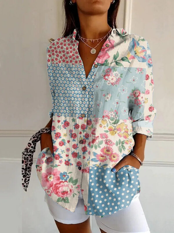 Long Style Long Sleeve Pattern Printed Shirt For Women - Image 2