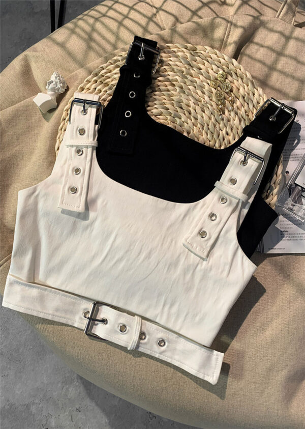 Girl's Black Cropped Overalls Jazz Outerwear Bra Top Vest - Image 4