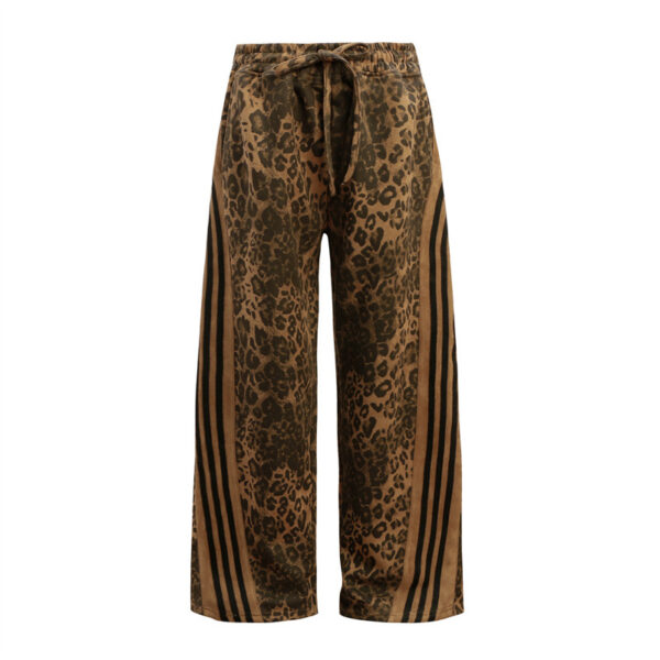 Leopard Print Niche Stand Collar Zipper Special Jacket Coat Retro Set - Image 3