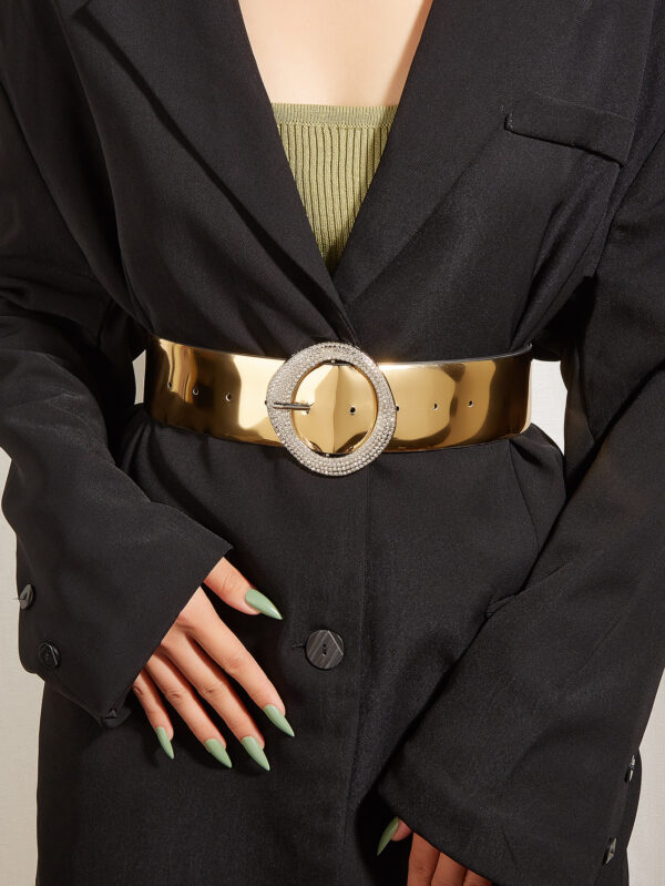 Gold Women's Elastic Waistband Decorative Waist Seal - Image 2