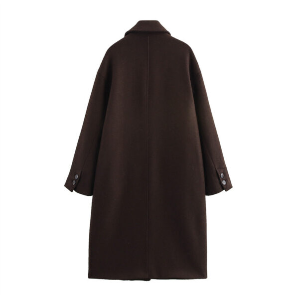 Women's Solid Color Polo Collar Baggy Coat - Image 10
