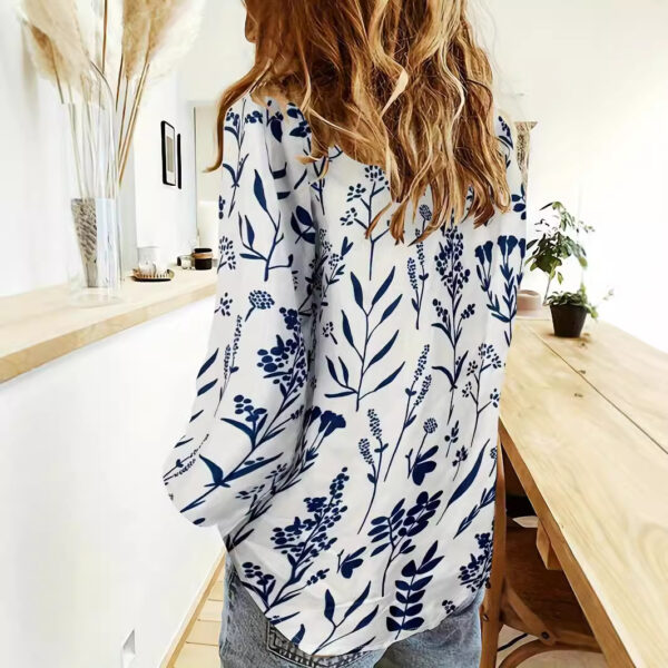 Women's 3D Digital Printing Lapel Collar Long-sleeved Shirt - Image 6