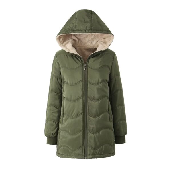 Geometric Wave Hooded Fleece-lined Warm-keeping Cotton Clothing - Image 9