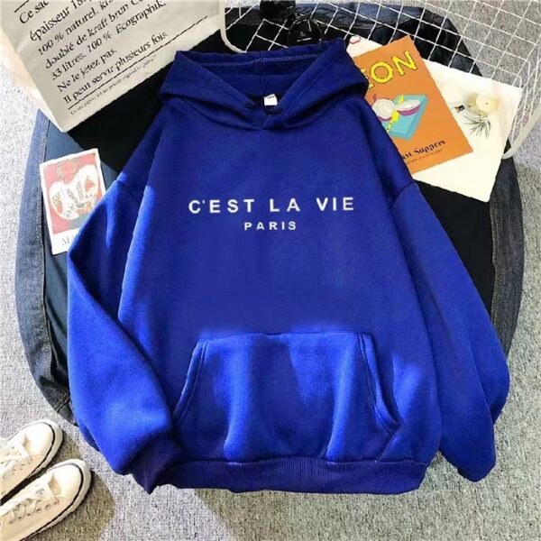 Women's Letter Printed Hoodie Coat - Image 9