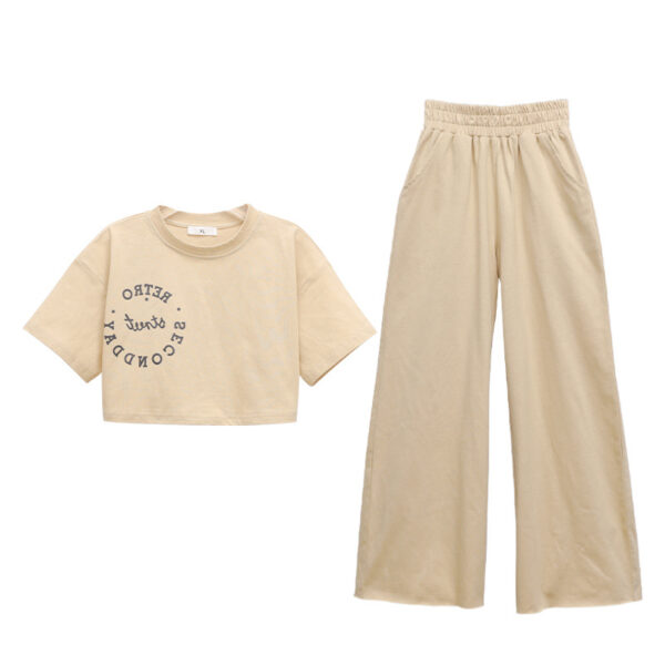 Straight-leg Short Sleeve Printed T-shirt Wide Leg Pants Suit - Image 4