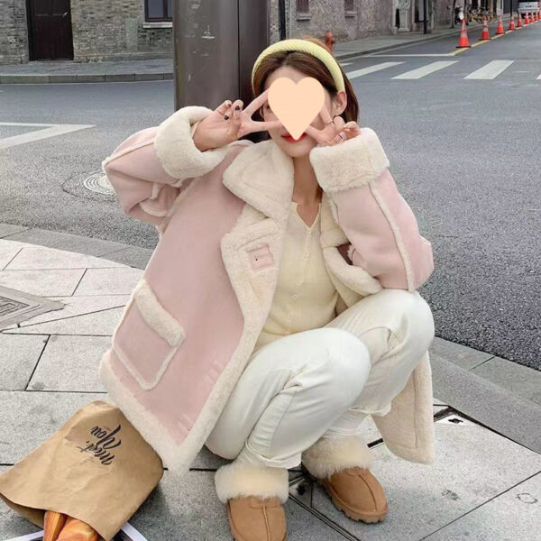 Women's Korean Suede Motorcycle Clothing Berber Fleece Coat - Image 2