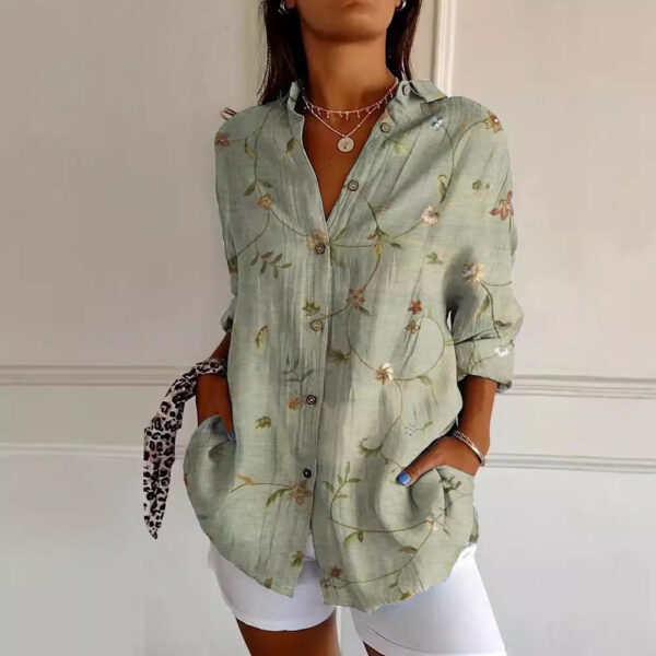 Long Style Long Sleeve Pattern Printed Shirt For Women - Image 6